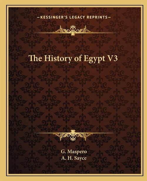 The History of Egypt V3 (Paperback)