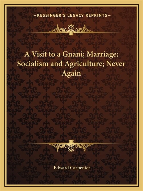 A Visit to a Gnani; Marriage; Socialism and Agriculture; Never Again (Paperback)