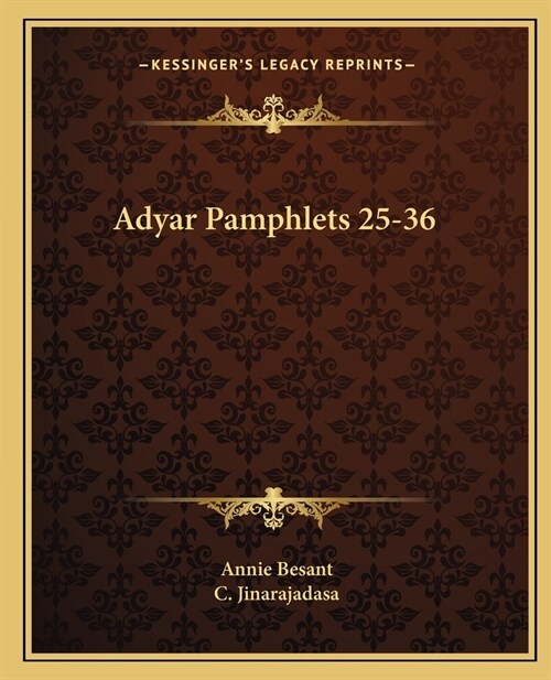 Adyar Pamphlets 25-36 (Paperback)