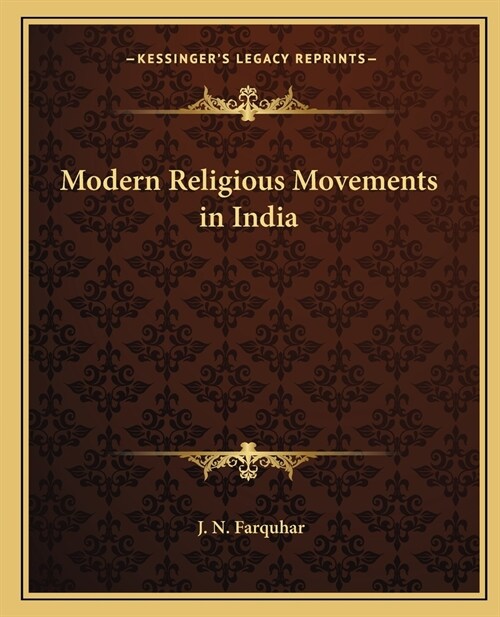 Modern Religious Movements in India (Paperback)