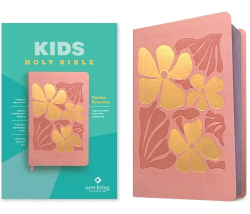 NLT Kids Bible, Thinline Reference Edition (Leatherlike, Tropical Flowers Dusty Pink, Red Letter) (Imitation Leather)