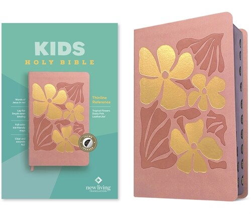 NLT Kids Bible, Thinline Reference Edition (Leatherlike, Tropical Flowers Dusty Pink, Indexed, Red Letter) (Imitation Leather)