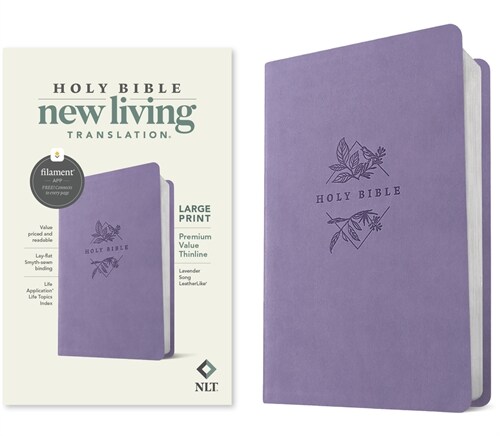 NLT Large Print Premium Value Thinline Bible, Filament Enabled (Leatherlike, Lavender Song) (Imitation Leather)