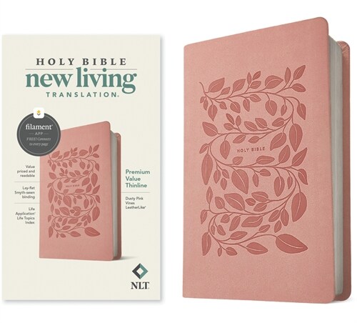 NLT Premium Value Thinline Bible, Filament-Enabled Edition (Leatherlike, Dusty Pink Vines) (Imitation Leather)