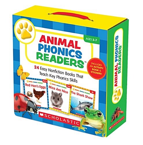 Animal Phonics Readers: 24 Easy Nonfiction Books That Teach Key Phonics Skills [With Sticker(s) and Activity Book] (Boxed Set)