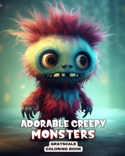 Adorable Creepy Monsters Greyscale Coloring Book: Zen Coloring Pages for Adults, Teens, Kids, with Fantasy Creatures (Paperback)