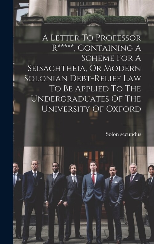 A Letter To Professor R*****, Containing A Scheme For A Seisachtheia, Or Modern Solonian Debt-relief Law To Be Applied To The Undergraduates Of The Un (Hardcover)