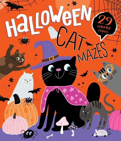 Halloween Cat Mazes: 29 Colorful Mazes (Paperback)