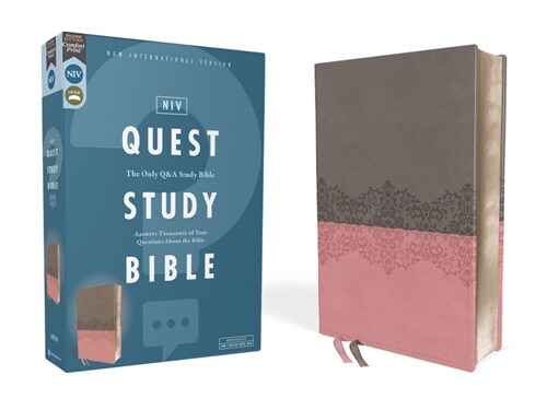 Niv, Quest Study Bible, Leathersoft, Gray/Pink, Comfort Print: The Only Q and A Study Bible (Imitation Leather)