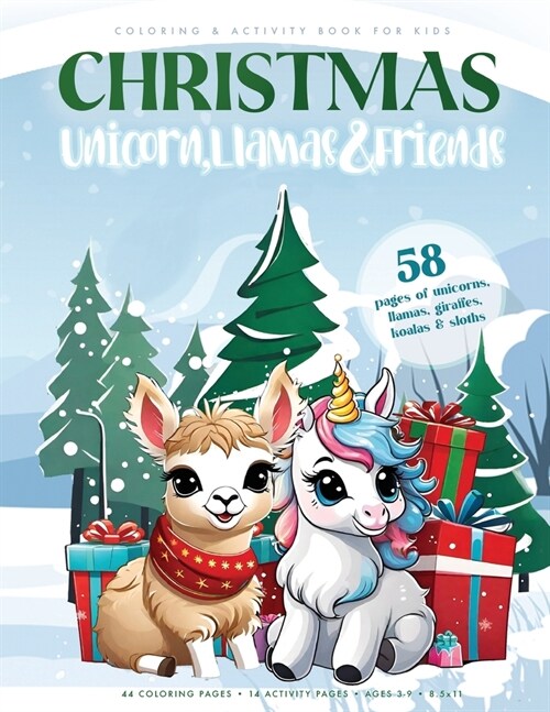 Christmas Unicorn, Llama & Friends: Coloring & Activity Book for Kids (Paperback)