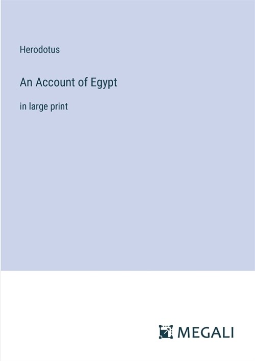 An Account of Egypt: in large print (Paperback)