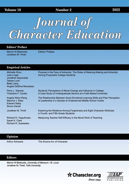 Journal of Character Education Volume 18 Number 2 2022 (Paperback)