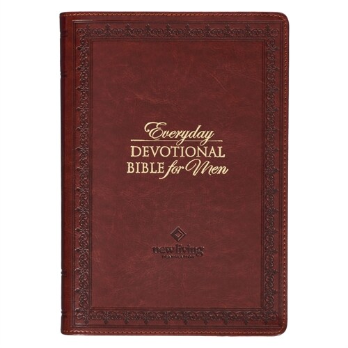 NLT Holy Bible Everyday Devotional Bible for Men New Living Translation, Vegan Leather, Burgundy Debossed (Leather)