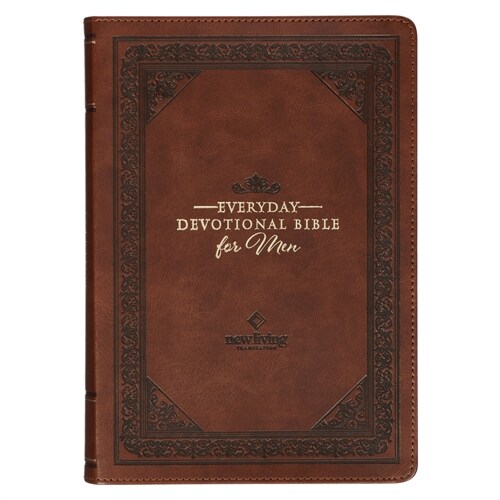 NLT Holy Bible Everyday Devotional Bible for Men New Living Translation, Vegan Leather, Brown Debossed (Leather)