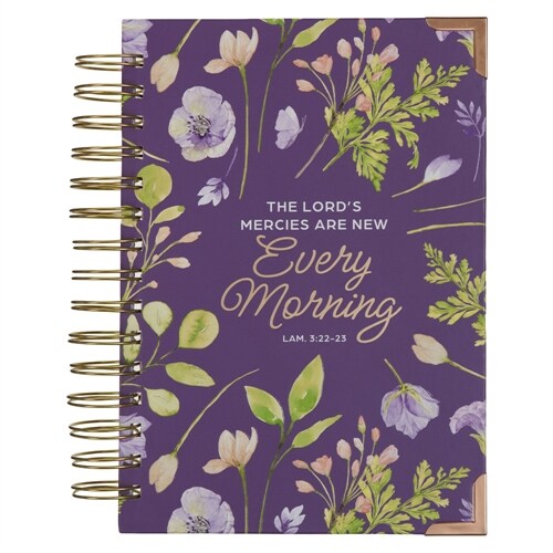 Christian Art Gifts Purple Journal W/Scripture Lords Mercies Large Bible Verse Notebook, 192 Ruled Pages, Lam. 3:22-23 Bible Verse (Spiral)