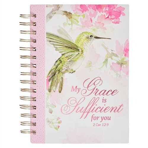 Christian Art Gifts Pink Journal W/Scripture My Grace Large Bible Verse Notebook, 192 Ruled Pages, 2 Cor. 12:9 Bible Verse (Spiral)