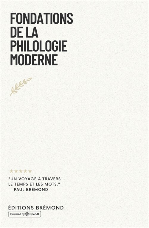 Fondations de la Philologie Moderne: Un Voyage ?travers le Temps et les Mots (Paperback)