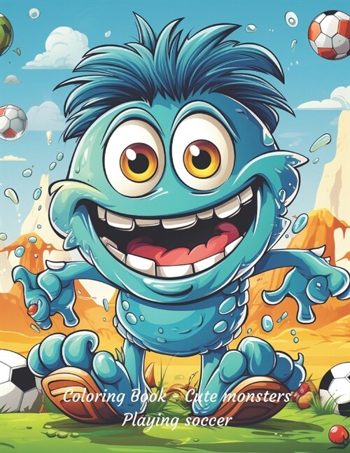 Coloring Book - Cute monsters Playing soccer (Paperback)