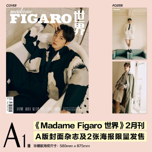 [A형] madame FIGARO (중국) 2024년 2월호 : EXO 백현 (A형 잡지 + 포스터 2장)
