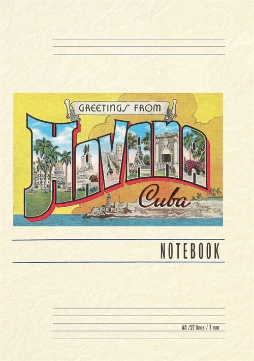 Vintage Lined Notebook Greetings from Havana, Cuba (Paperback)