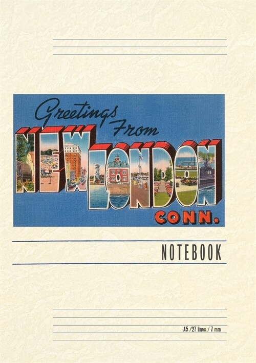 Vintage Lined Notebook Greetings from New London (Paperback)