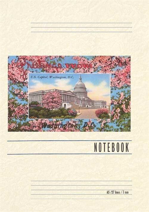 Vintage Lined Notebook Greetings from US Capitol, Washington, DC (Paperback)