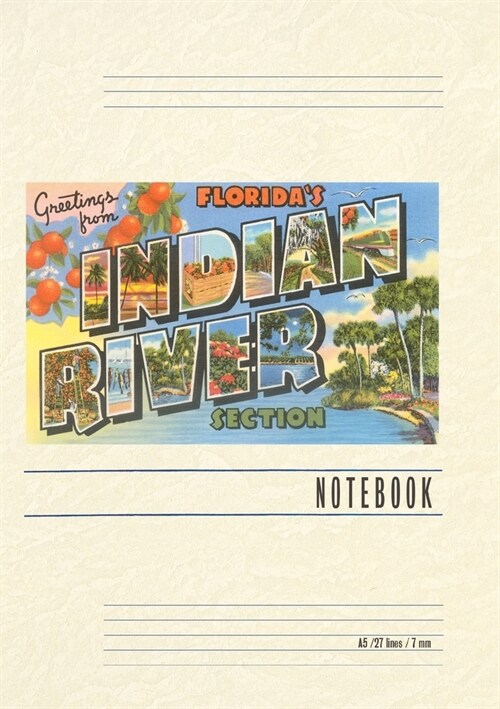 Vintage Lined Notebook Greetings from Indian River, Florida (Paperback)