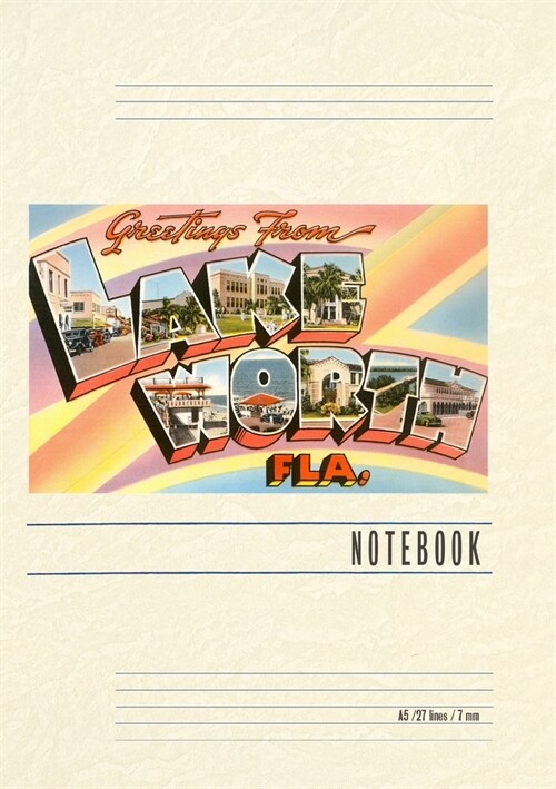 Vintage Lined Notebook Greetings from Lake Worth, Florida (Paperback)