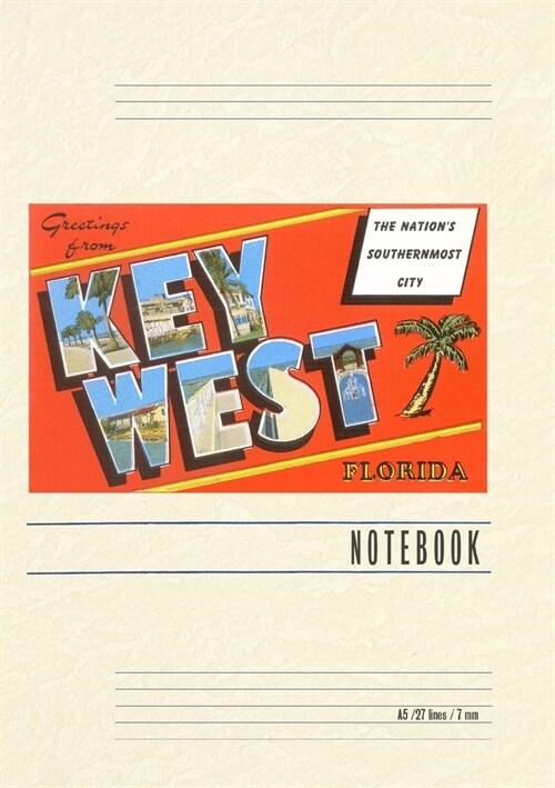 Vintage Lined Notebook Greetings from Key West (Paperback)