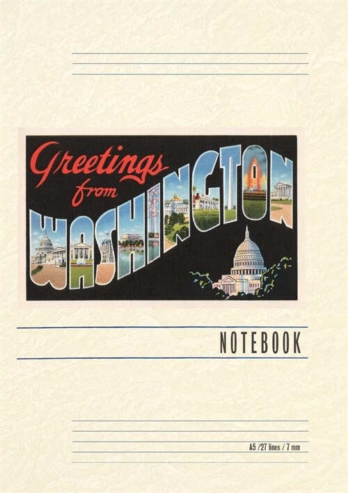 Vintage Lined Notebook Greetings from Washington, DC (Paperback)