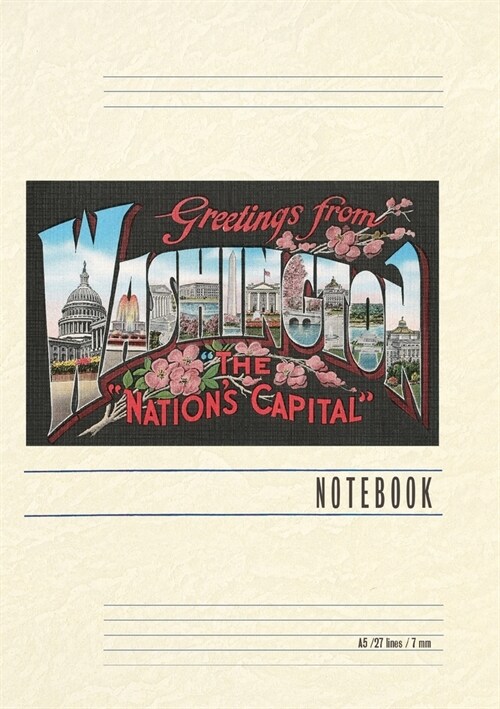 Vintage Lined Notebook Greetings from Washington, DC (Paperback)