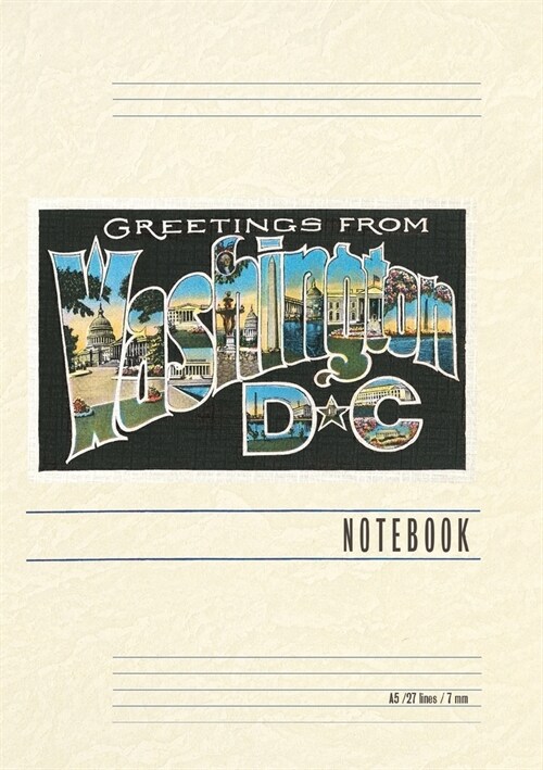 Vintage Lined Notebook Greetings from Washington, DC (Paperback)