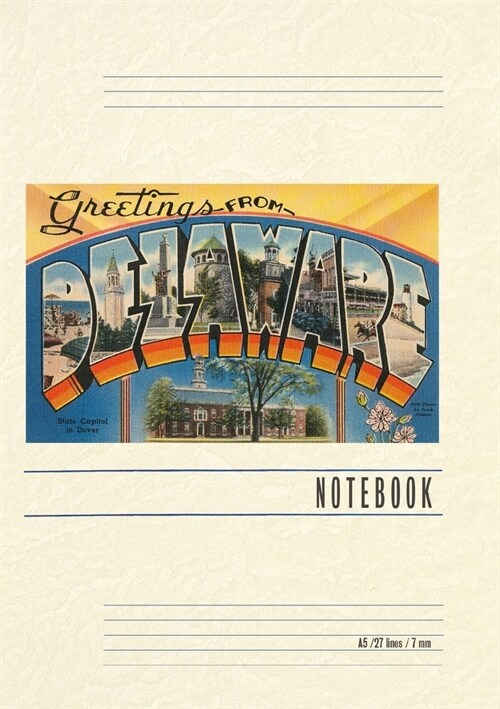 Vintage Lined Notebook Greetings from Delaware (Paperback)