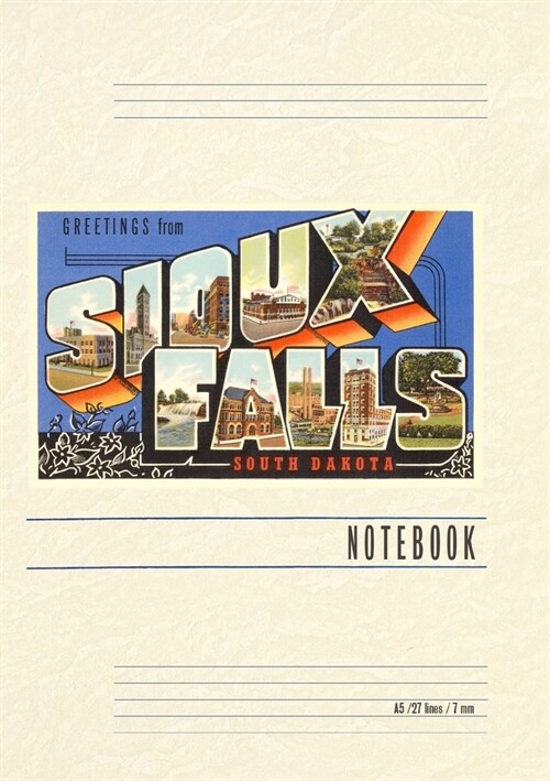 Vintage Lined Notebook Greetings from Sioux Falls (Paperback)