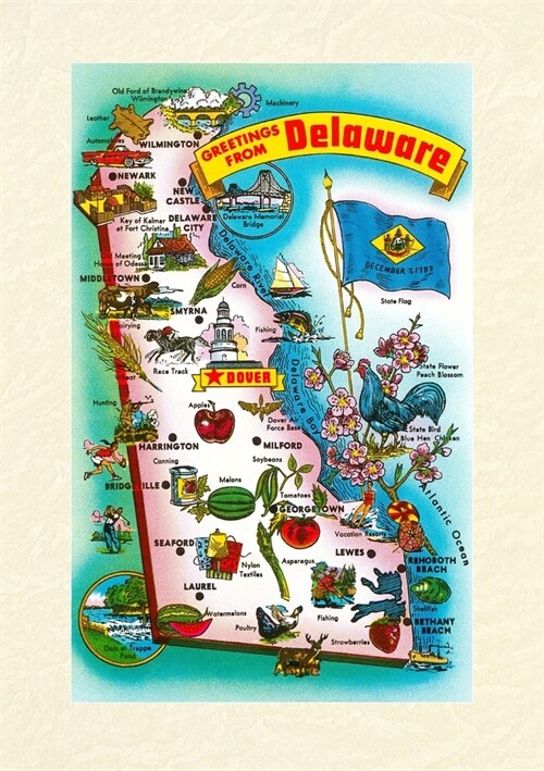 Vintage Lined Notebook Greetings from Delaware, Map (Paperback)