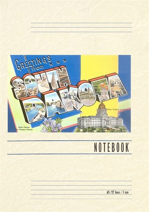 Vintage Lined Notebook Greetings from South Dakota (Paperback)