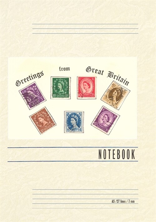 Vintage Lined Notebook Greetings from Great Britain, Stamps (Paperback)