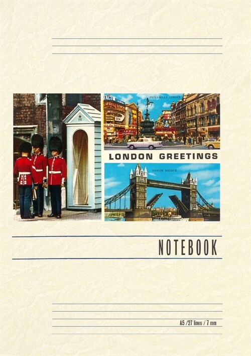 Vintage Lined Notebook London Greetings, Views, London, England (Paperback)