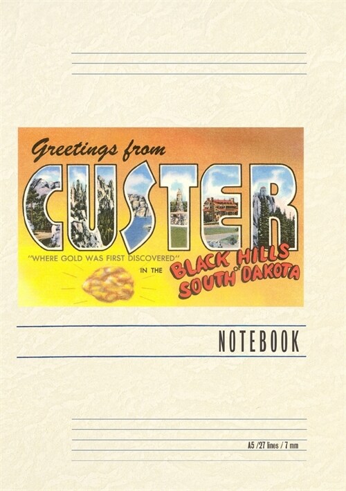 Vintage Lined Notebook Greetings from Custer in the Black Hills (Paperback)