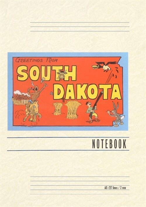 Vintage Lined Notebook Greetings from South Dakota (Paperback)