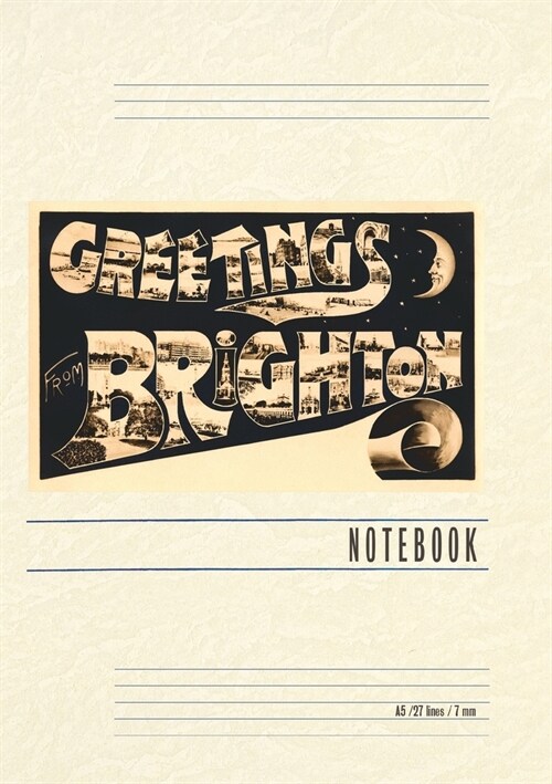 Vintage Lined Notebook Greetings from Brighton, England (Paperback)