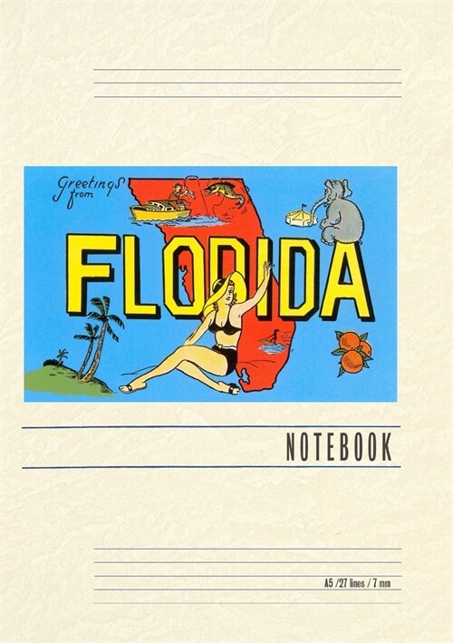 Vintage Lined Notebook Greetings from Florida, Map (Paperback)