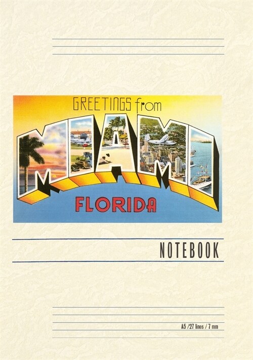 Vintage Lined Notebook Greetings from Miami, Florida (Paperback)