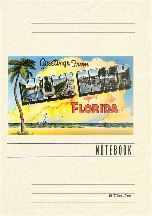 Vintage Lined Notebook Greetings from Miami Beach, Florida (Paperback)