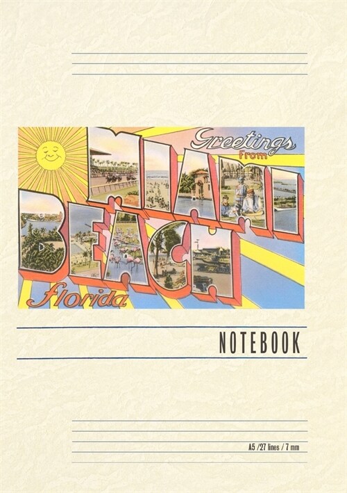 Vintage Lined Notebook Greetings from Miami Beach, Florida (Paperback)