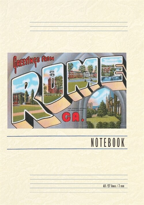 Vintage Lined Notebook Greetings from Rome (Paperback)