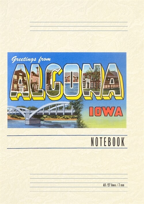 Vintage Lined Notebook Greetings from Algona (Paperback)