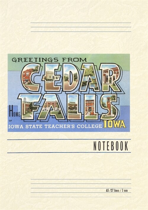 Vintage Lined Notebook Greetings from Cedar Falls (Paperback)