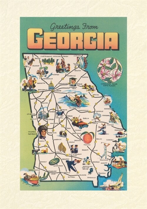 Vintage Lined Notebook Greetings from Georgia, Map (Paperback)