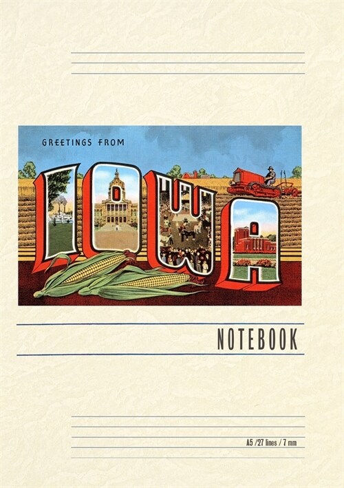 Vintage Lined Notebook Greetings from Iowa (Paperback)